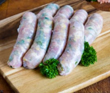 Load image into Gallery viewer, Preservative-free Free-range Chicken &amp; Leek Sausages 500gm Pack

